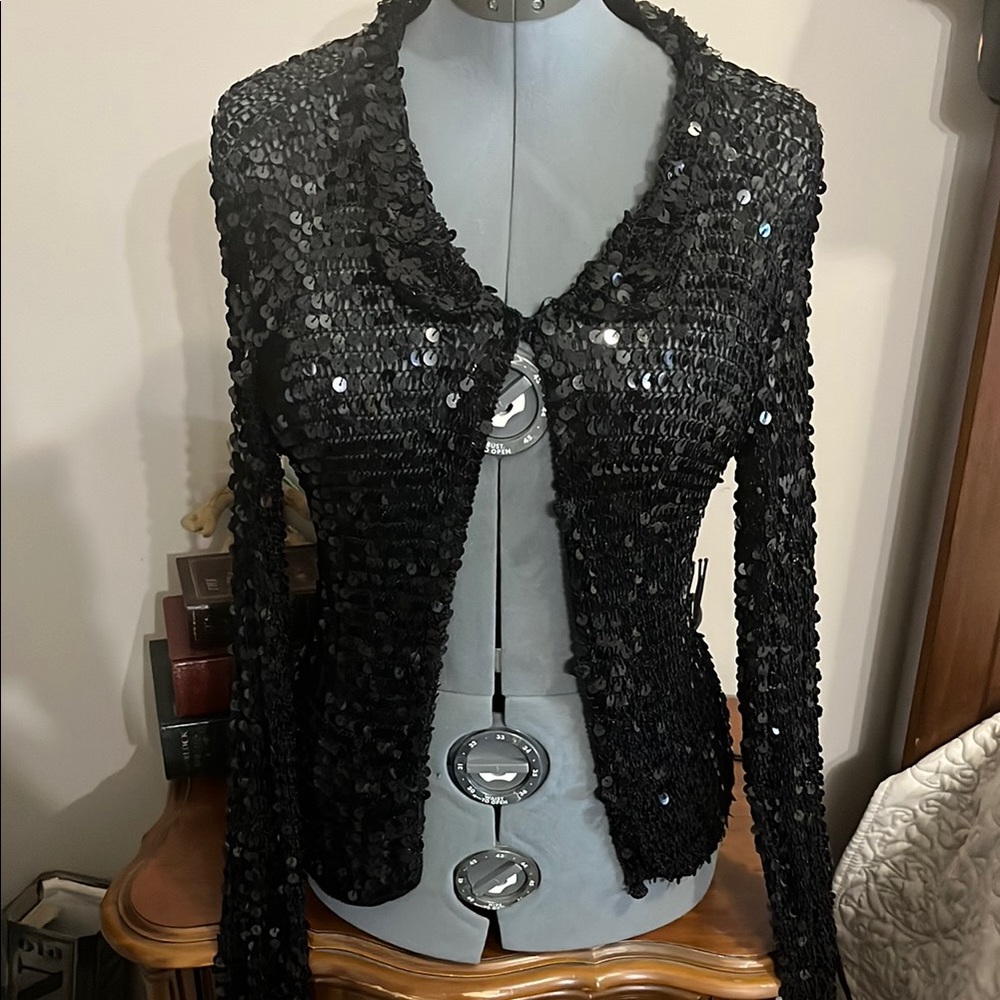 Vintage Kroshetta by Papillon Black Sequin Blazer